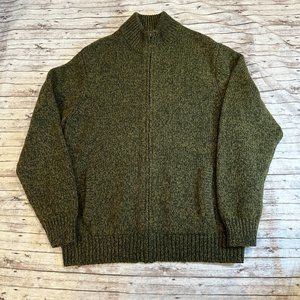 Men's L.L.Bean Classic Ragg 100% Wool Sweater, Full-Zip, Size L, Forest Shade